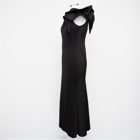 Betsy & Adam - "Daisy" Long Scuba Crepe One Shoulder Dress - Picture 6 of 11